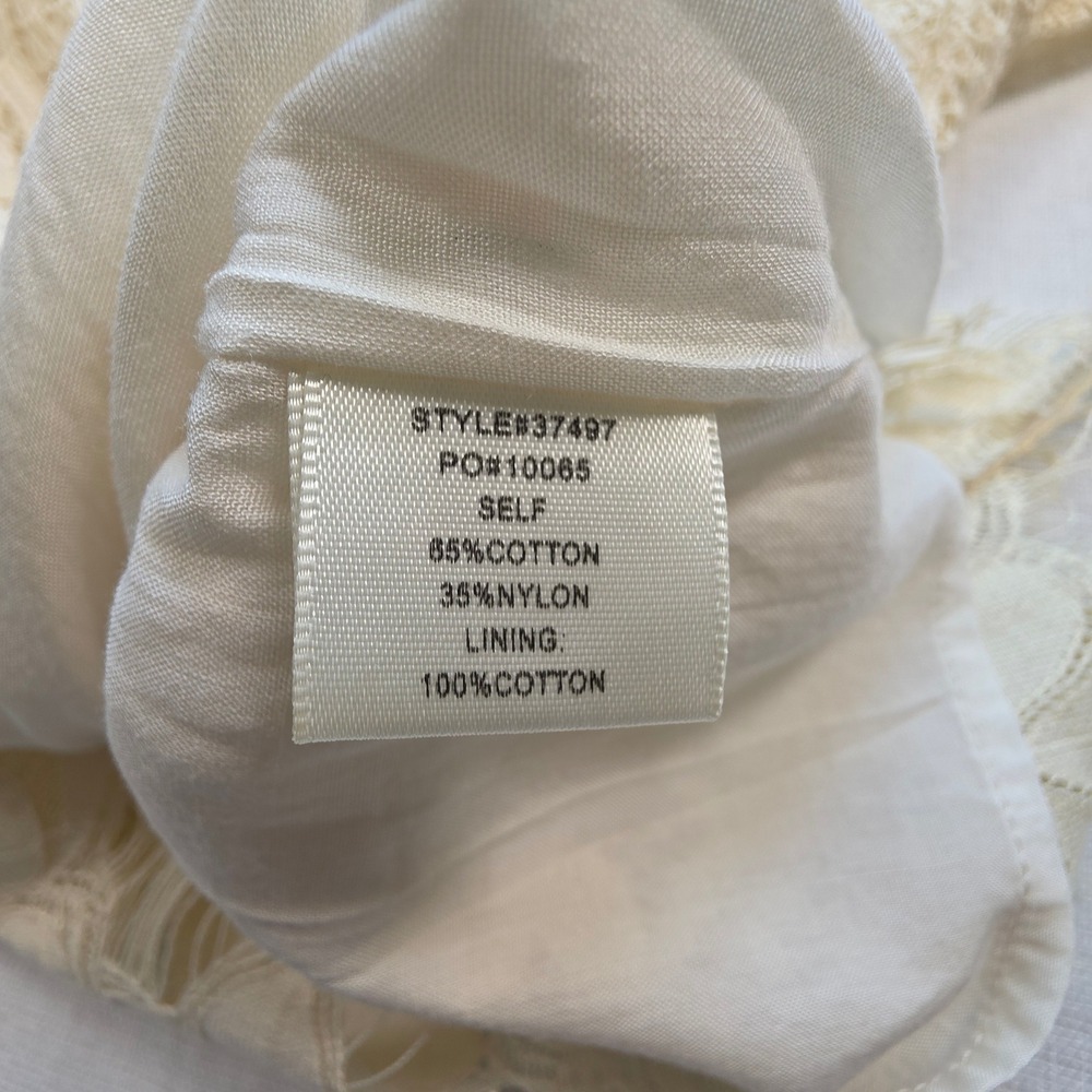 boho cottagecore Lace top Women Size M Cream Floral Scalloped  romantic fairy - Picture 8 of 10